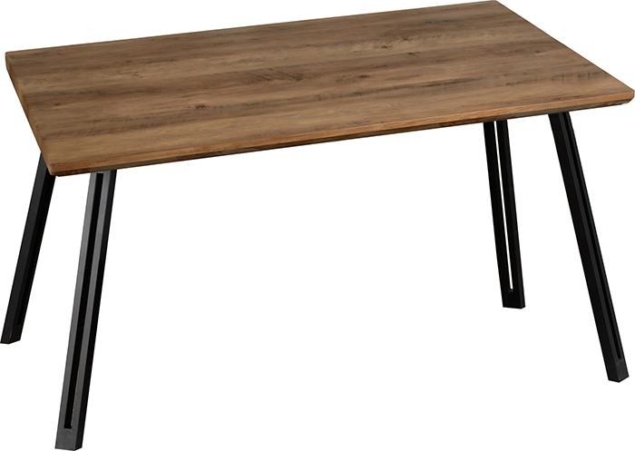 Quebec Straight Edge Dining Table In Medium Oak Effect - Click Image to Close